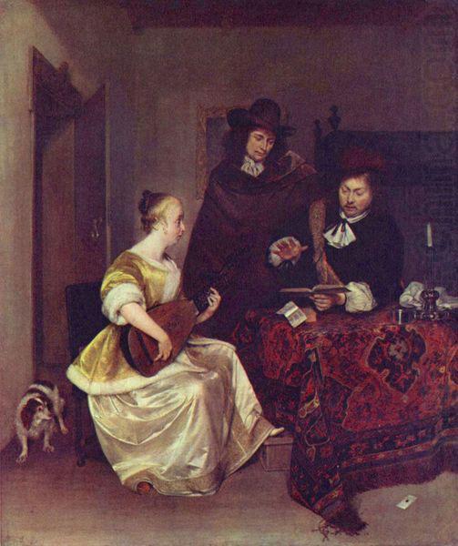Gerard ter Borch the Younger A Woman playing a Theorbo to Two Men china oil painting image